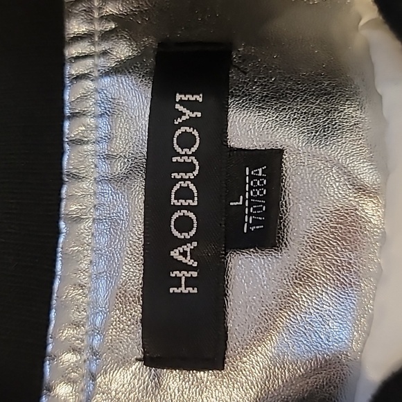 Silver metallic bomber jacket kids large black red stripes Haoduoyi brand - Picture 10 of 17